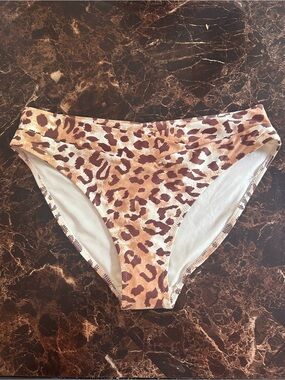 aerie Leopard-Print Bikini Bottoms in Brown & Cream